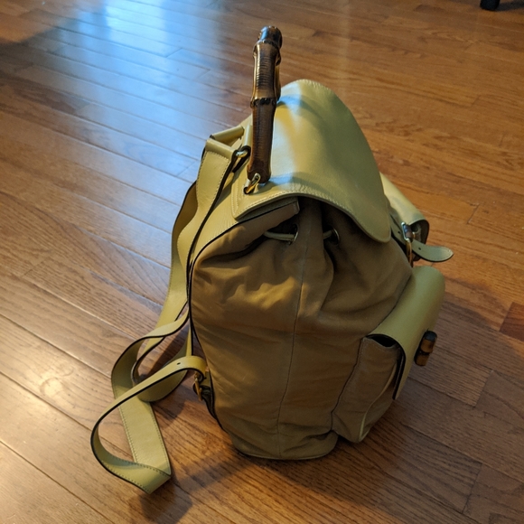 GUCCI Vintage Bamboo Nubuck Backpack - Daypack